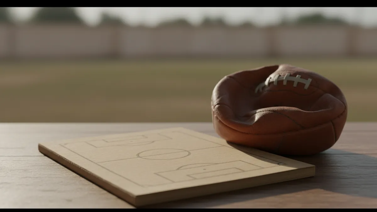 Un cuaderno con un campo de fútbol dibujado y un balón de LaLiga EA Sports.
